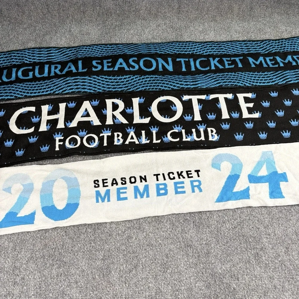 Charlotte FC MLS Supporter Scarf Lot 3 Inaugural‎ Season Ticket For The Crown